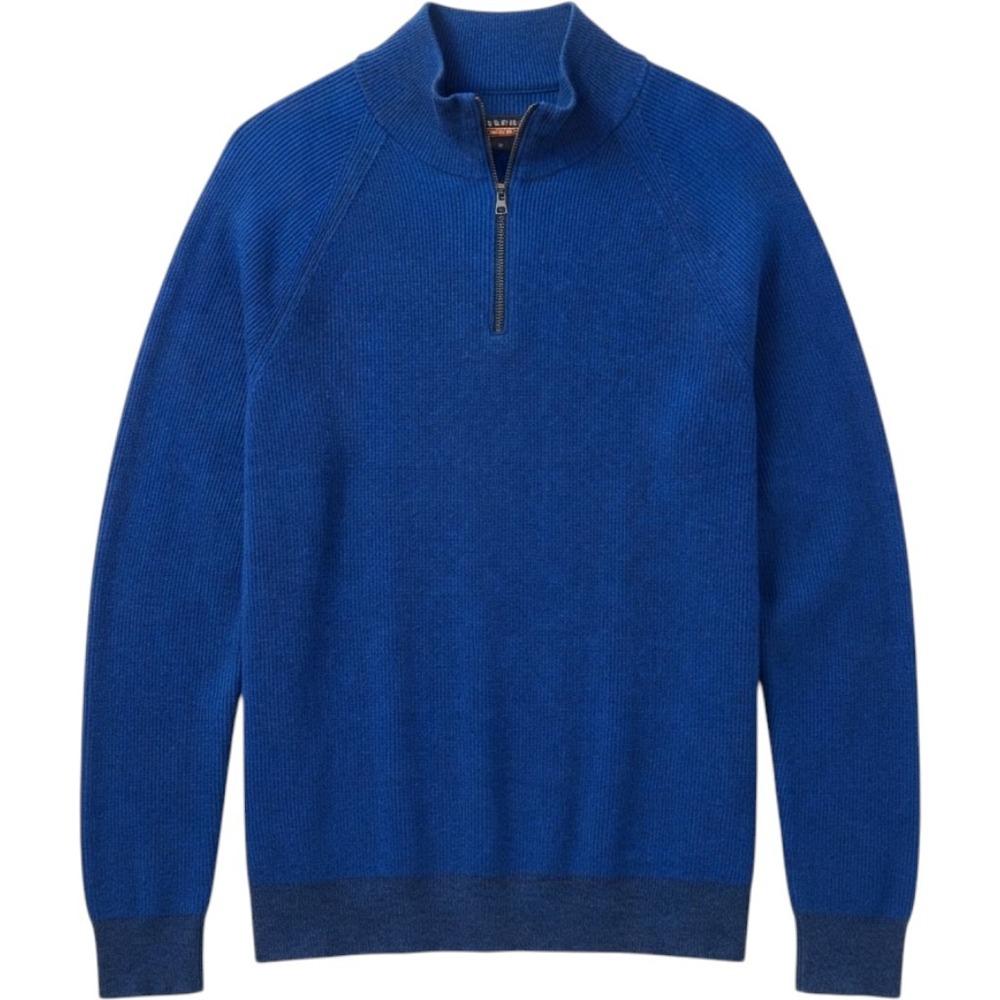 Banana Republic Mens Blue 100% Supima Cotton Quarter Zip Ribbed Sweater Large